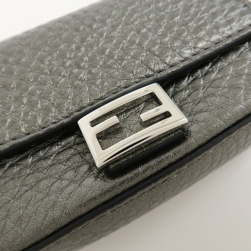 Fendi Nano Baguette Calfskin Bag Charm Gray